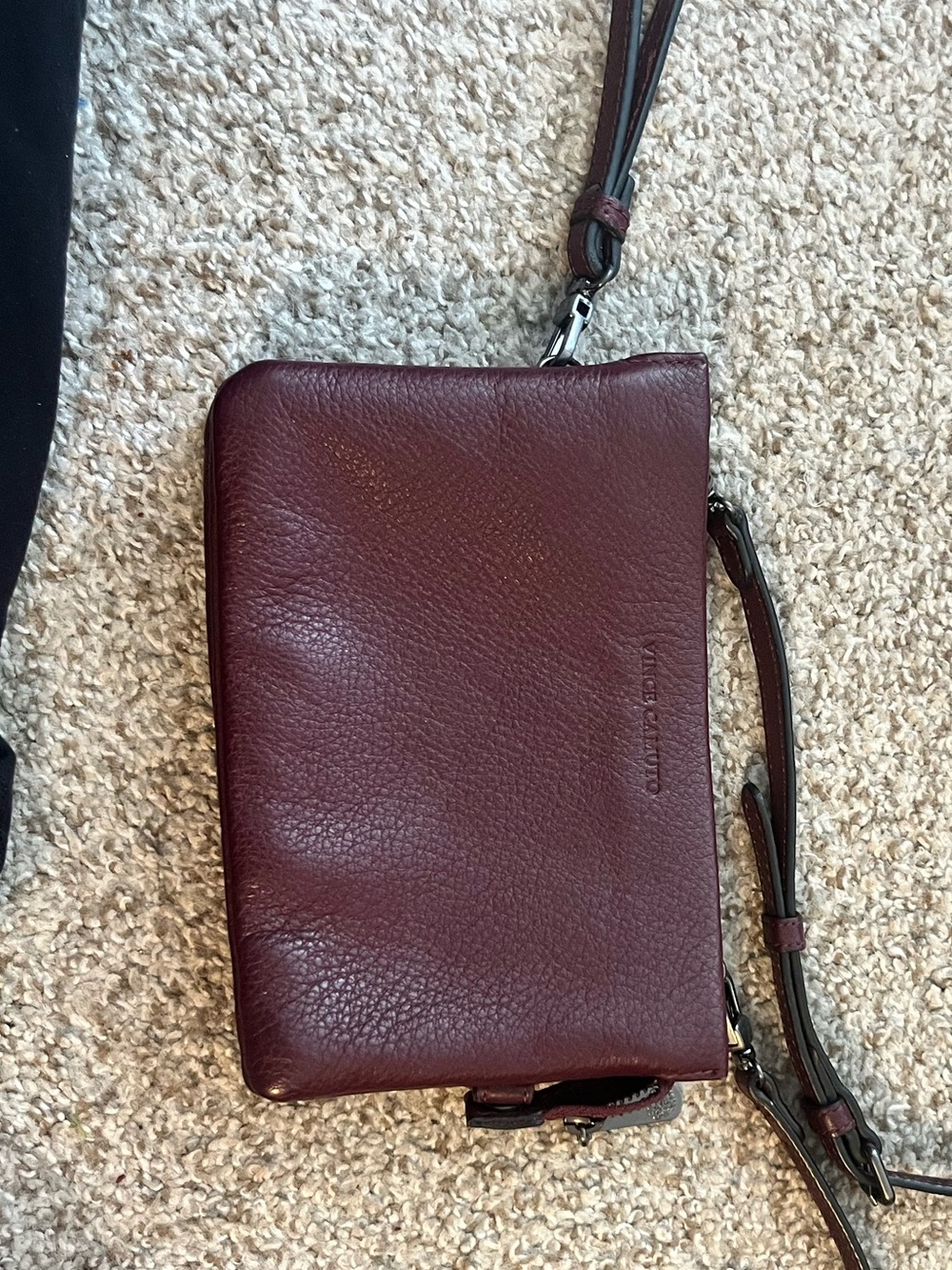 Leather Crossbody Wristlet in Deep Burgundy - Vince Camuto
